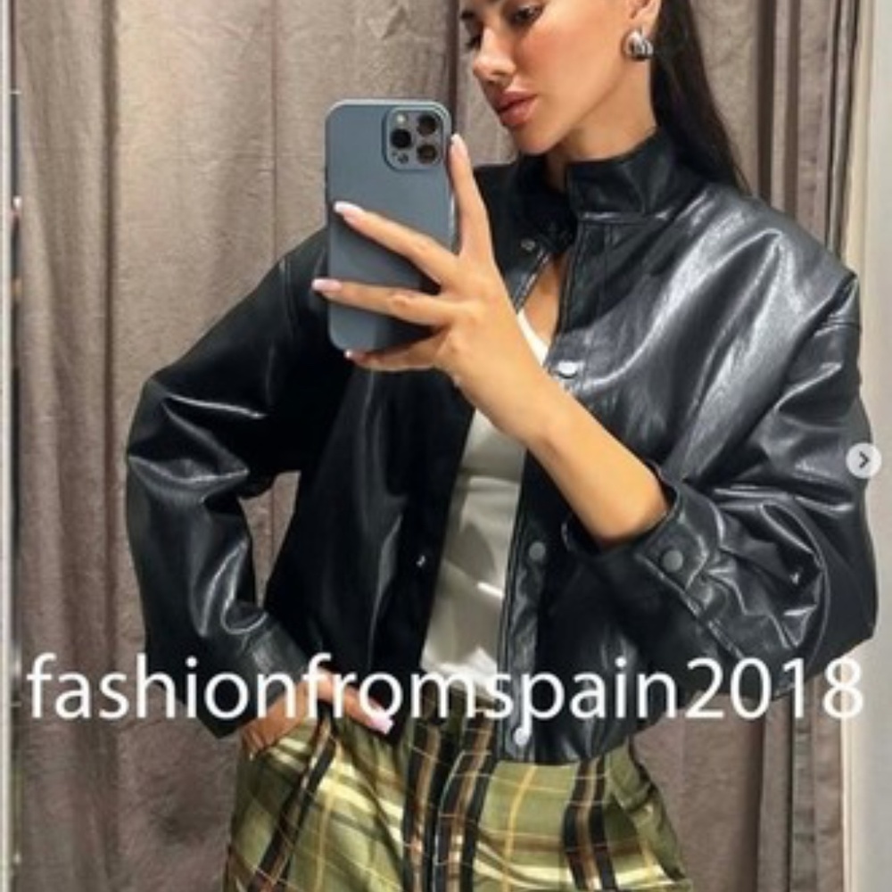Zara Black Leather Jacket - Picture 9 of 11